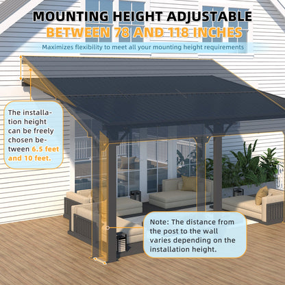 YODOLLA 10x14 Outdoor Hardtop Gazebo Adjustable Height (6.5-9.8Ft) Pergola