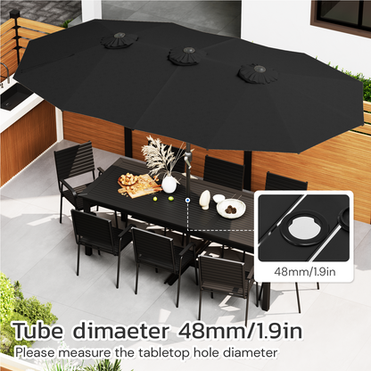 YODOLLA 15x9ft Double-Sided Patio Umbrella, Black