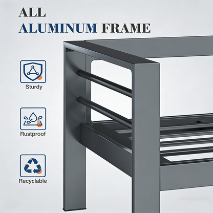 YODOLLA Aluminum Patio Furniture Set, 5 Seats with Coffee Table