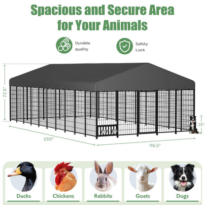 YODOLLA 10x20 Ft Outdoor Dog Kennel, Extra Large Dog Run
