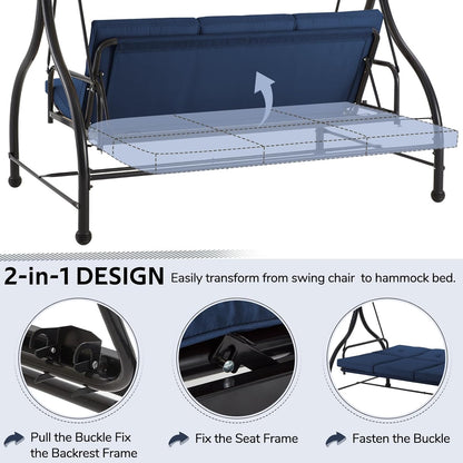 YODOLLA Outdoor Proch Swing Chair with Adjustable Backrest&Canopy