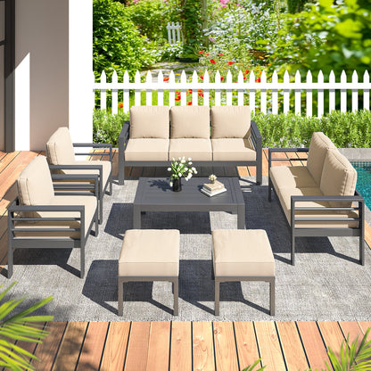 YODOLLA 7-Piece Patio Set, Beige Cushions