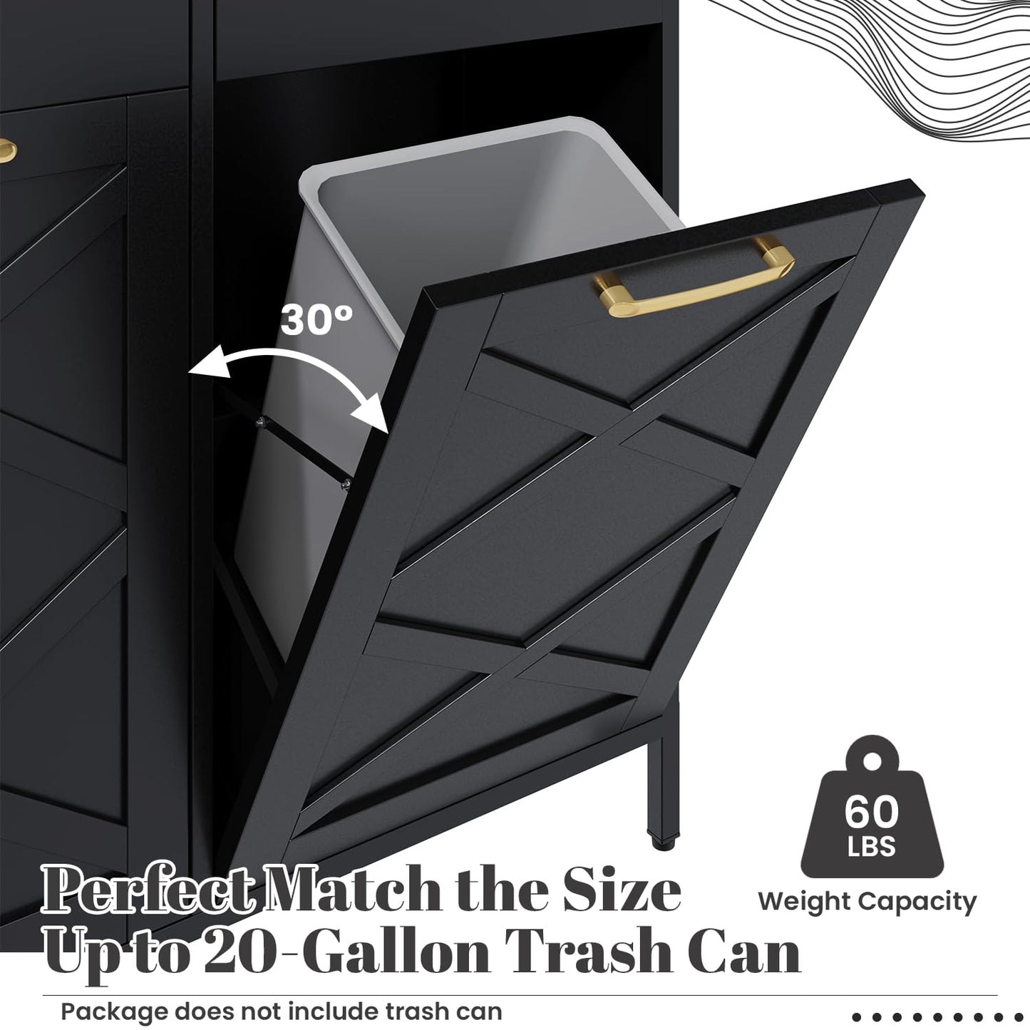 YODOLLA Double Tilt Out Trash Can Cabinet with 2 Drawers
