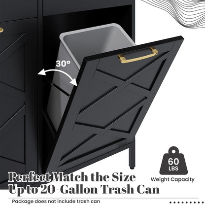 YODOLLA Double Tilt Out Trash Can Cabinet with 2 Drawers