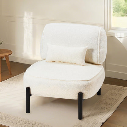 YODOLLA  Mid Century Modern Accent Chair, Extra Large Teddy Upholstered Lounge Chair with Pillow