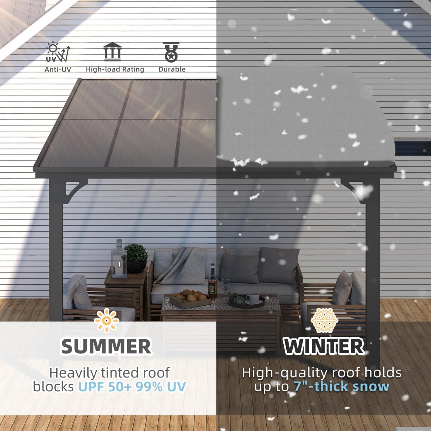 YODOLLA Adjustable Height Outdoor Gazebo Pergola for Patio, Dark Gray
