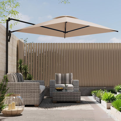 YODOLLA 10ft Wall Mounted Patio Umbrella, Rectangle Outdoor Patio Umbrella