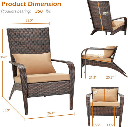 YODOLLA Patio Adirondack Wicker Chair, Brown