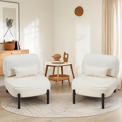 YODOLLA  Mid Century Modern Accent Chair, Extra Large Teddy Upholstered Lounge Chair with Pillow
