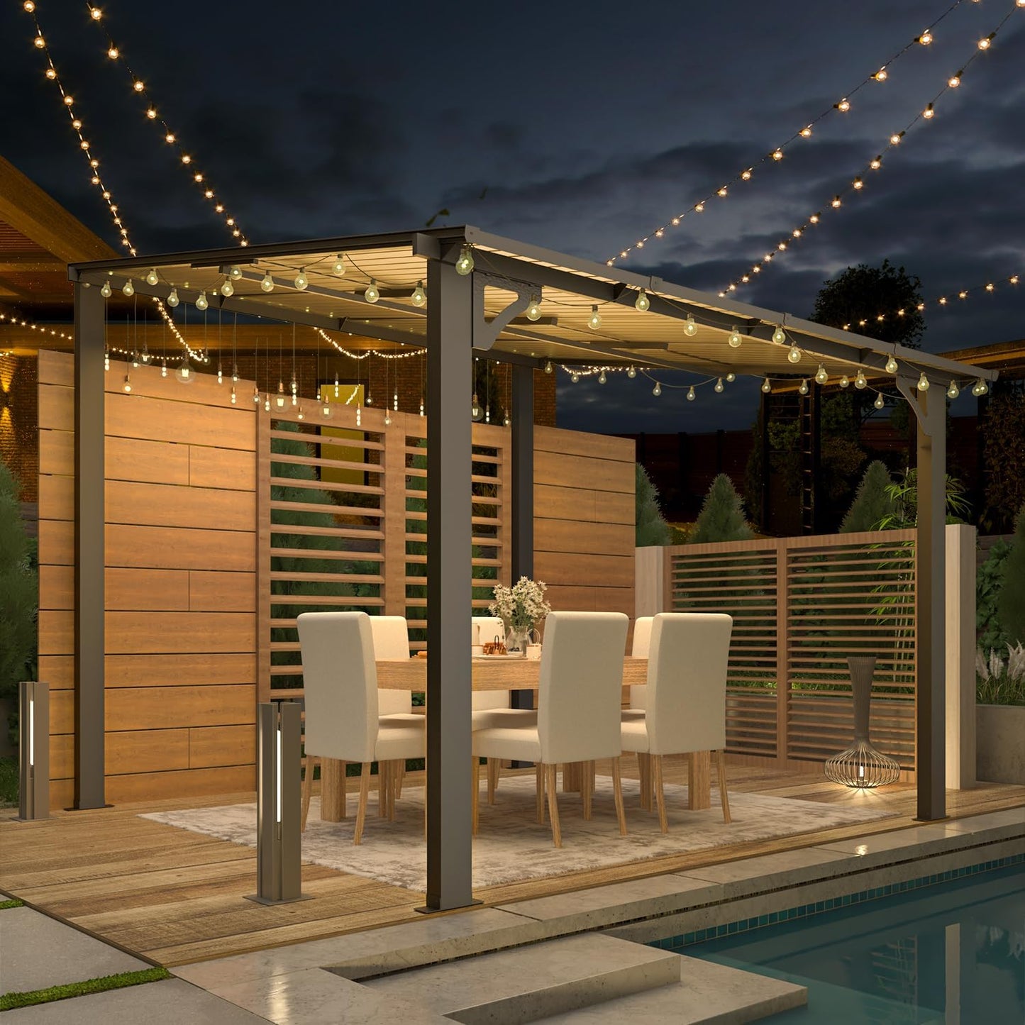 YODOLLA 8' x 8' Lean to Gazebo Pergola for Patio, Dark Grey
