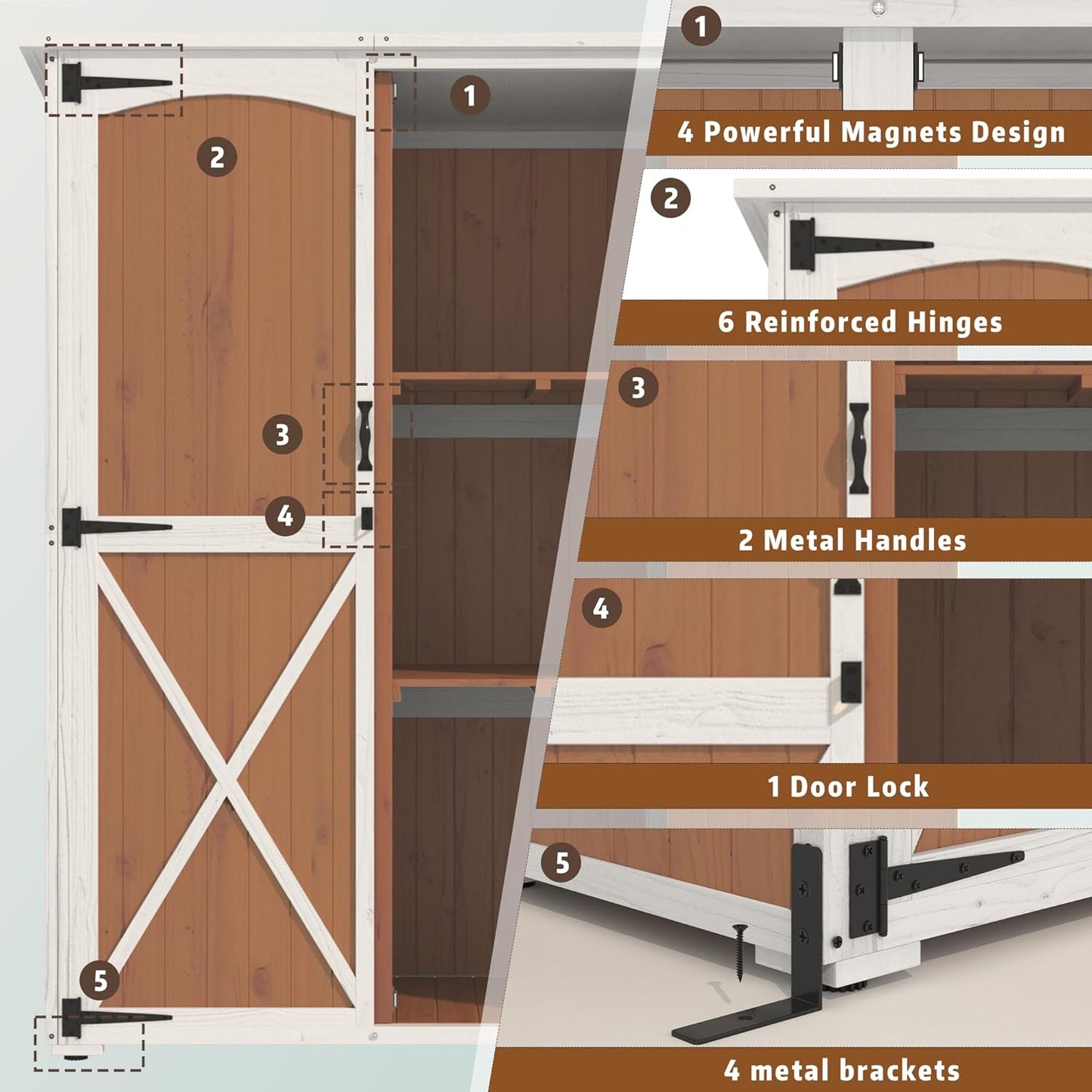 YODOLLA Outdoor Storage Shed with Waterproof Roof, Brown