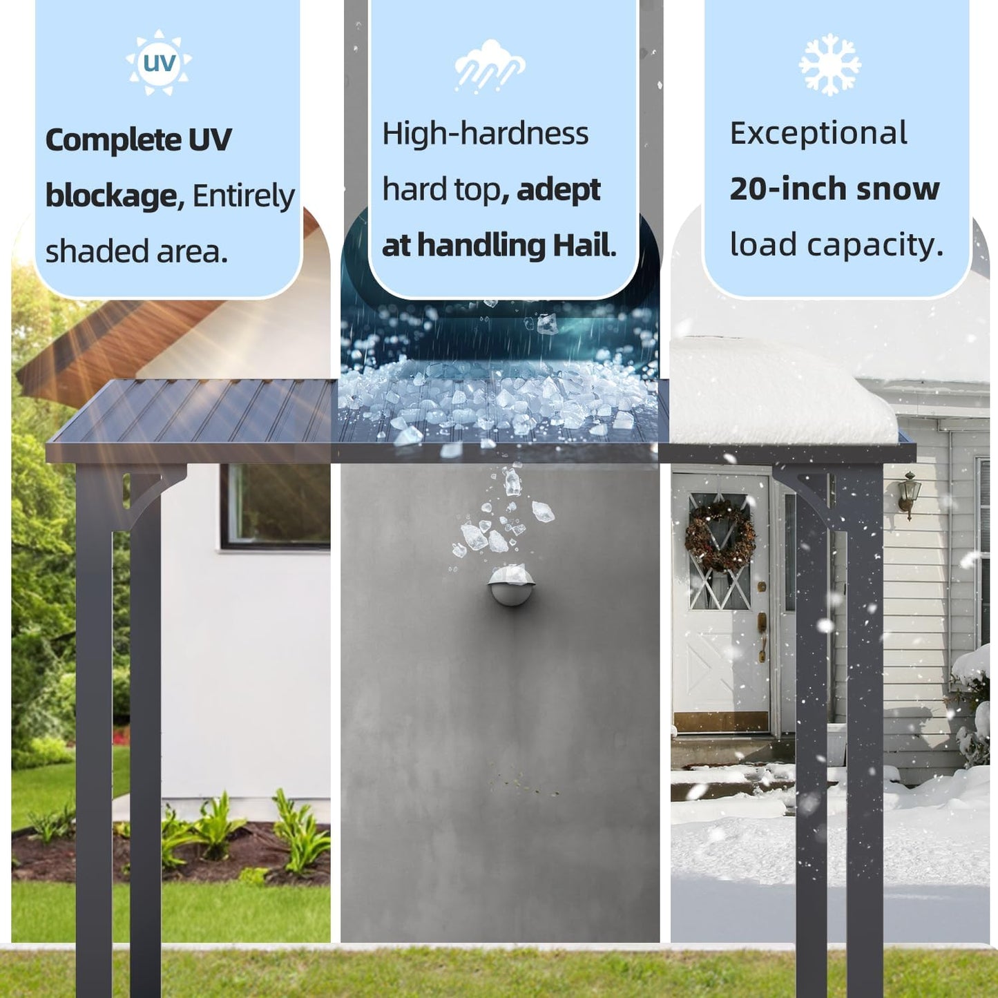 YODOLLA 10' x 10' Outdoor Pergola Hardtop Gazebo, Dark Grey