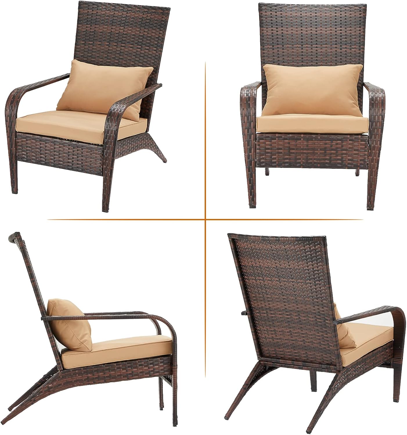 YODOLLA Patio Adirondack Wicker Chair, Brown