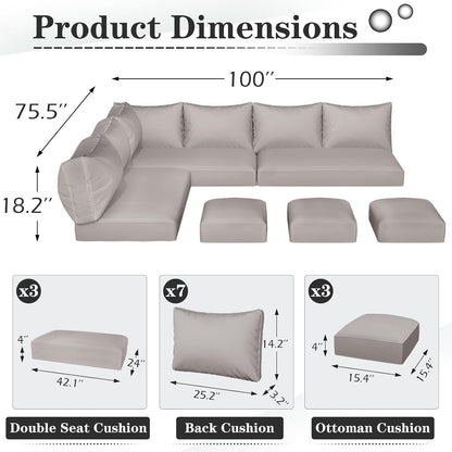 YODOLLA Memory Foam Cushions and Covers, Light Gray