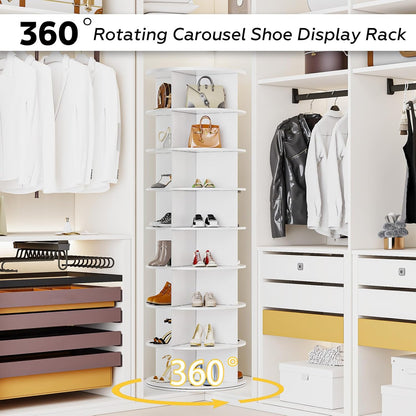 YODOLLA 8 Tier Rotating Shoe Rack, Shoe Tower Organizer