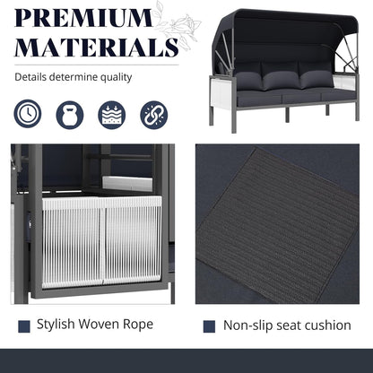 YODOLLA 4 Pieces Aluminum Patio Furniture Set, Retractable Canopy, Dark Grey