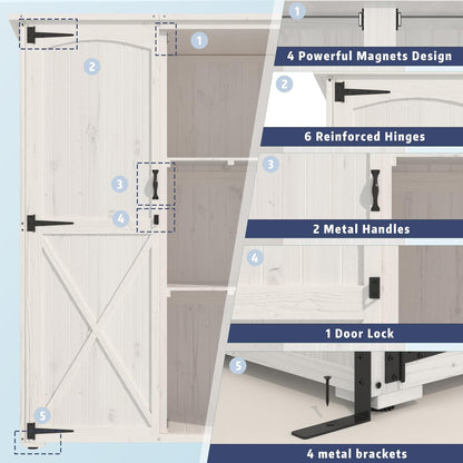 YODOLLA Outdoor Storage Shed with Waterproof Roof, Gray&White