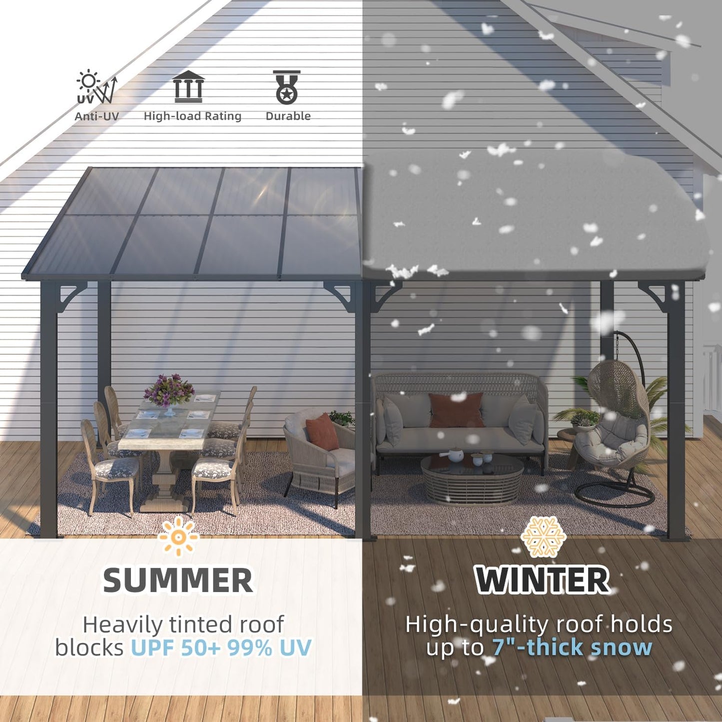 YODOLLA Black Hardtop Gazebo