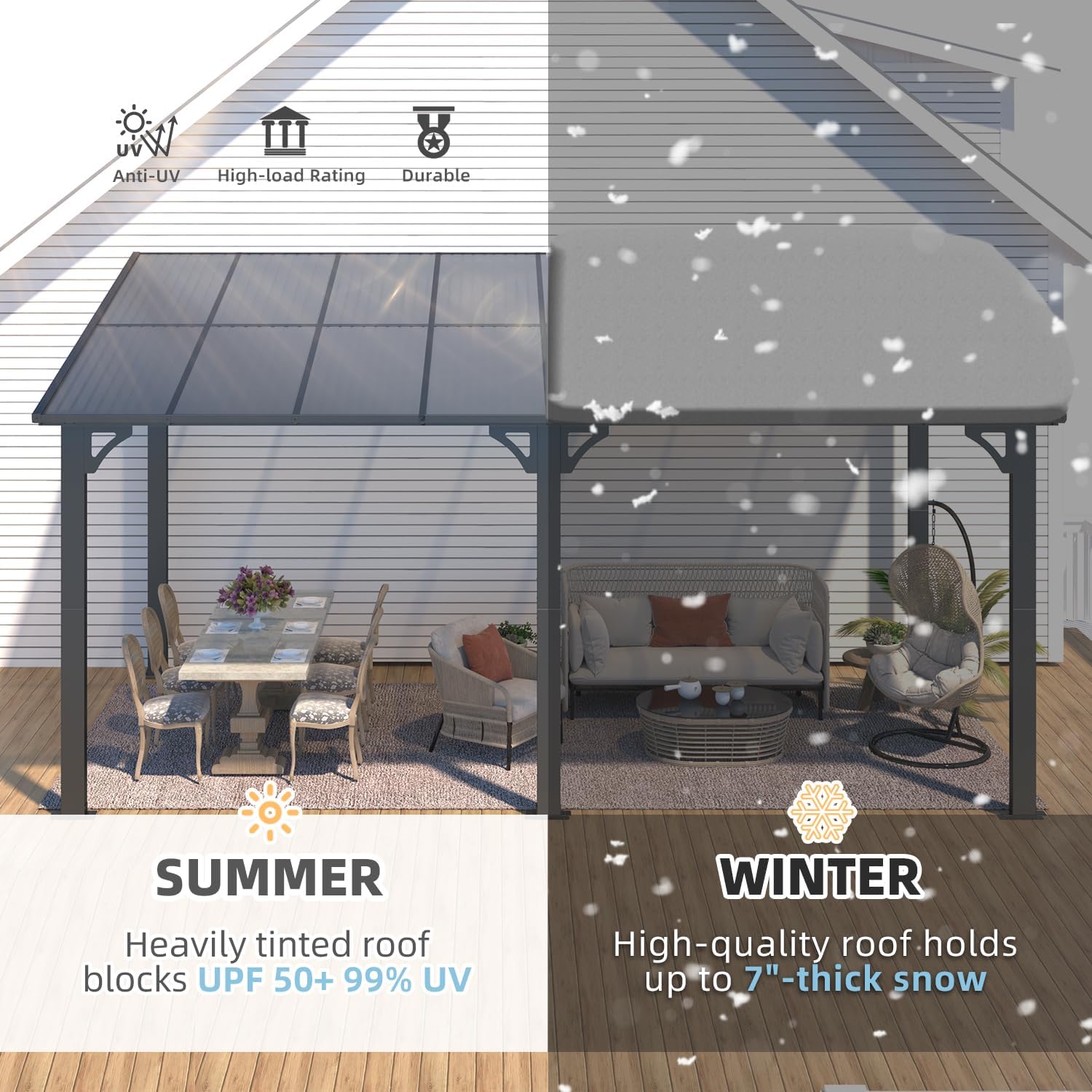 YODOLLA Black Hardtop Gazebo
