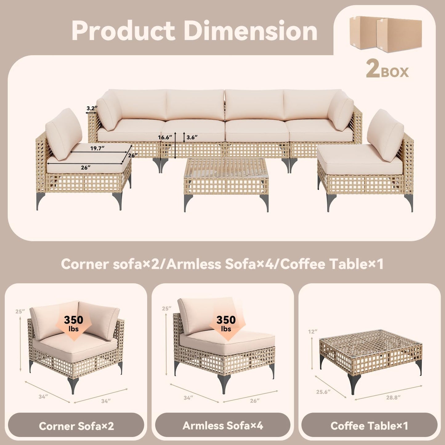 YODOLLA u shaped patio furniture beige