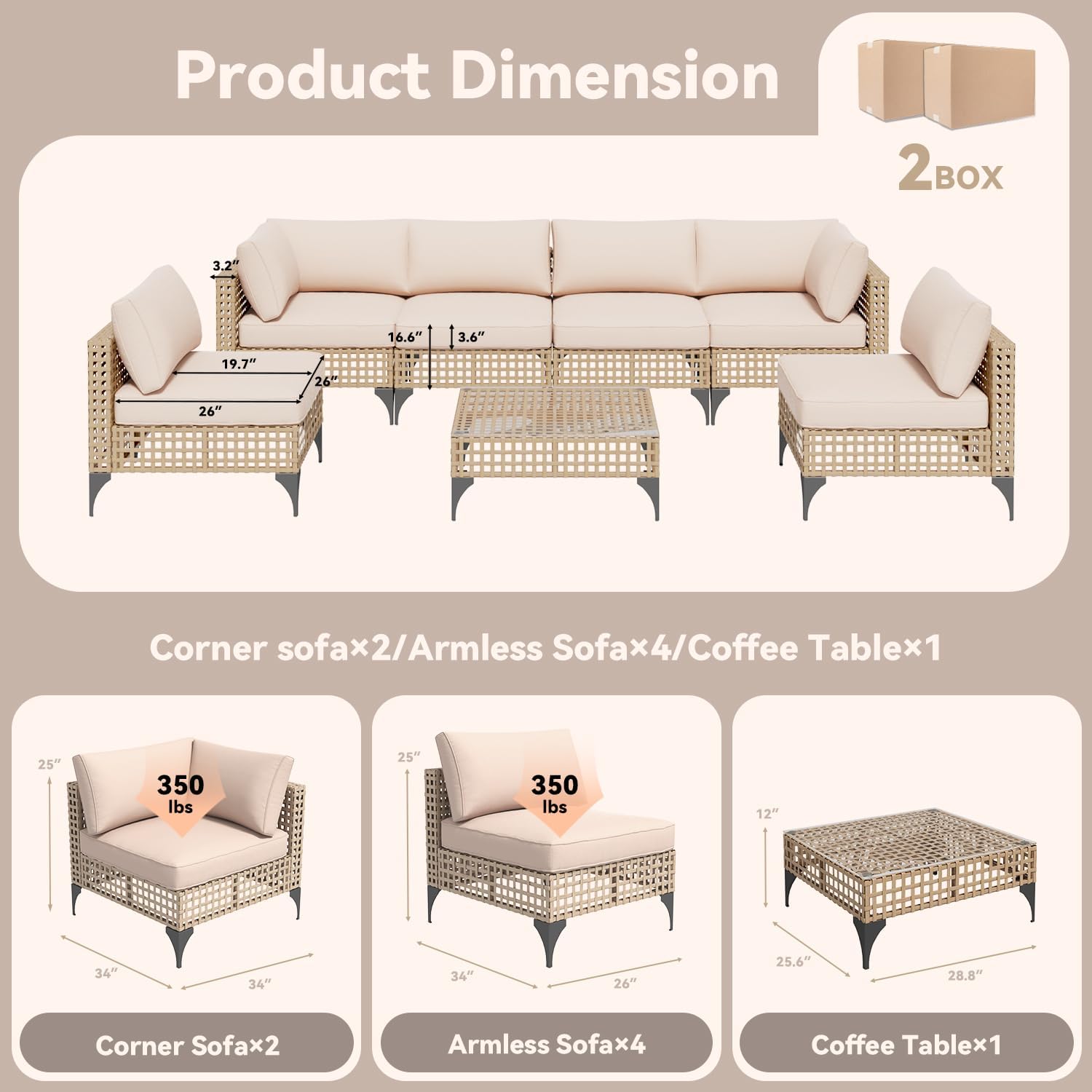 YODOLLA u shaped patio furniture beige