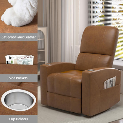 YODOLLA Recliner Sofa Chair, Faux Leather Brown