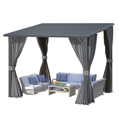 YODOLLA 10x8 Outdoor Pergola Hardtop Gazebo with Curtains and Netting for Patio