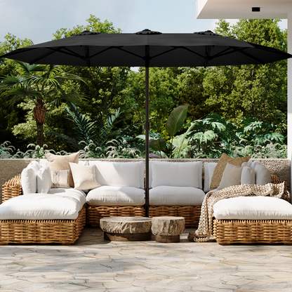 YODOLLA 15x9ft Double-Sided Patio Umbrella, Black