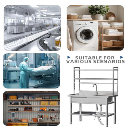 YODOLLA Stainless Steel Utility Sink with Shelves, Commercial Kitchen Sink