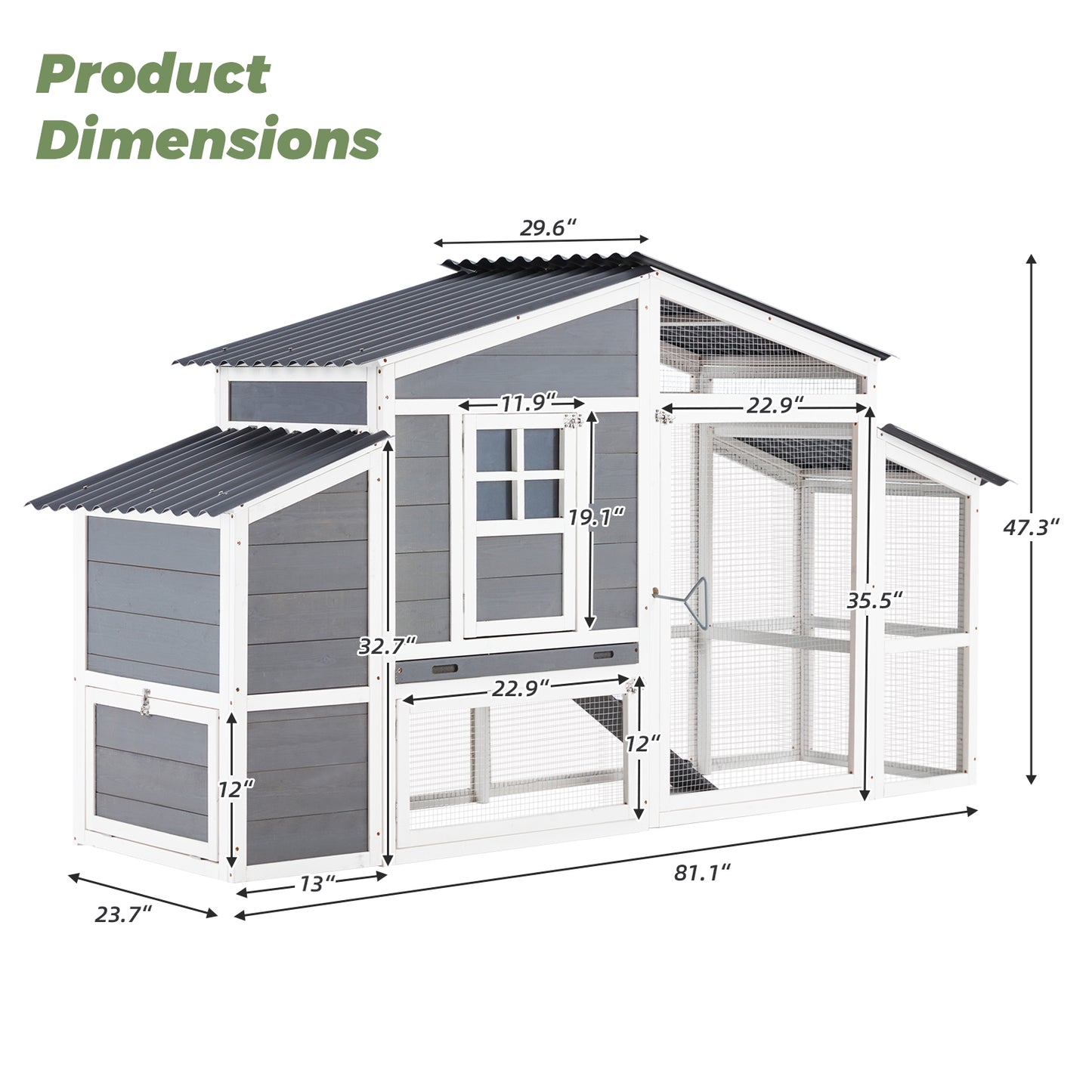 YODOLLA chicken coop with window and nesting boxes.
