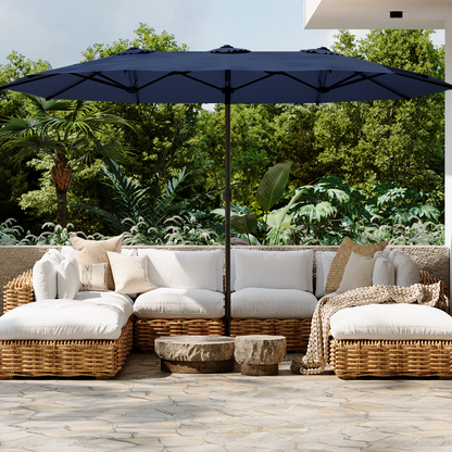 YODOLLA 15x9ft Double-Sided Patio Umbrella, Navy Blue