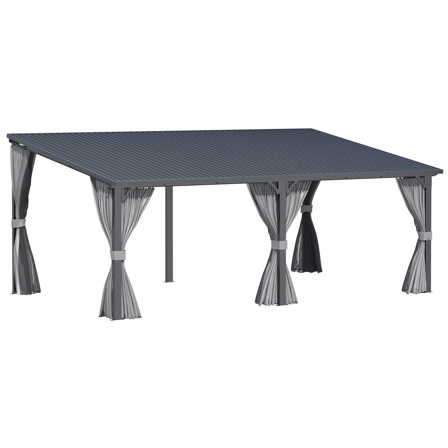 YODOLLA 20'x12' Gazebo Outdoor Hardtop Pergola with Curtain and Netting