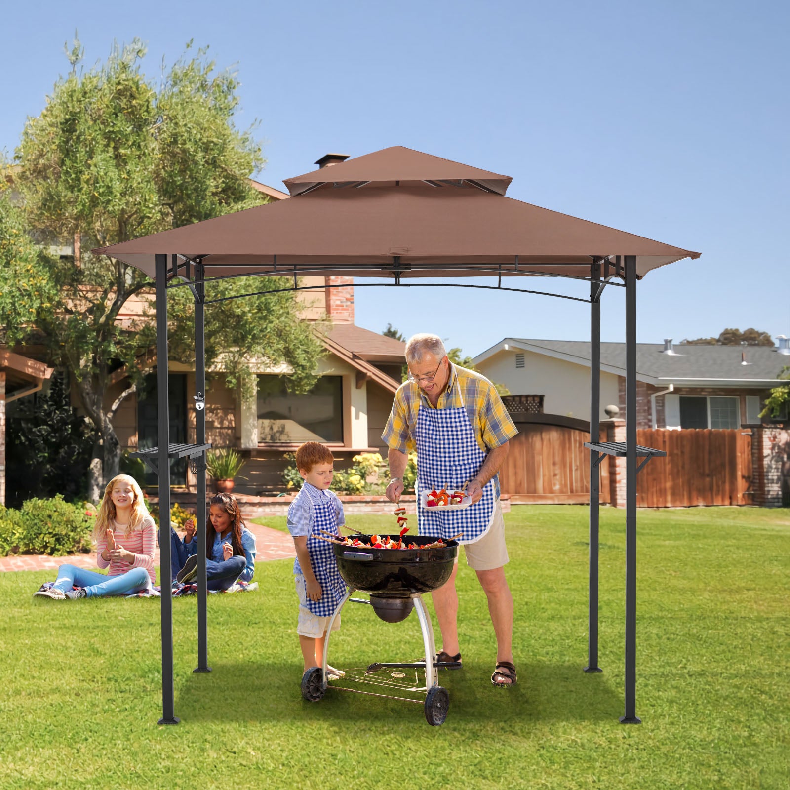 YODOLLA Brown Outdoor Grill Gazebo