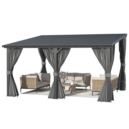 YODOLLA 12' x 14' Outdoor Hardtop Metal Gazebo for Patio Galvanized Steel Pergolas
