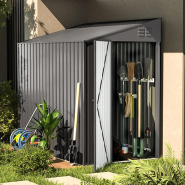 YODOLLA 4' x 7' Outdoor Lean to Storage Shed, Dark Grey