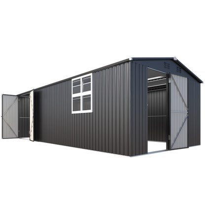 YODOLLA 20' x 10' Outdoor Storage Shed Large Metal Sheds with Windows Utility Tool Storage