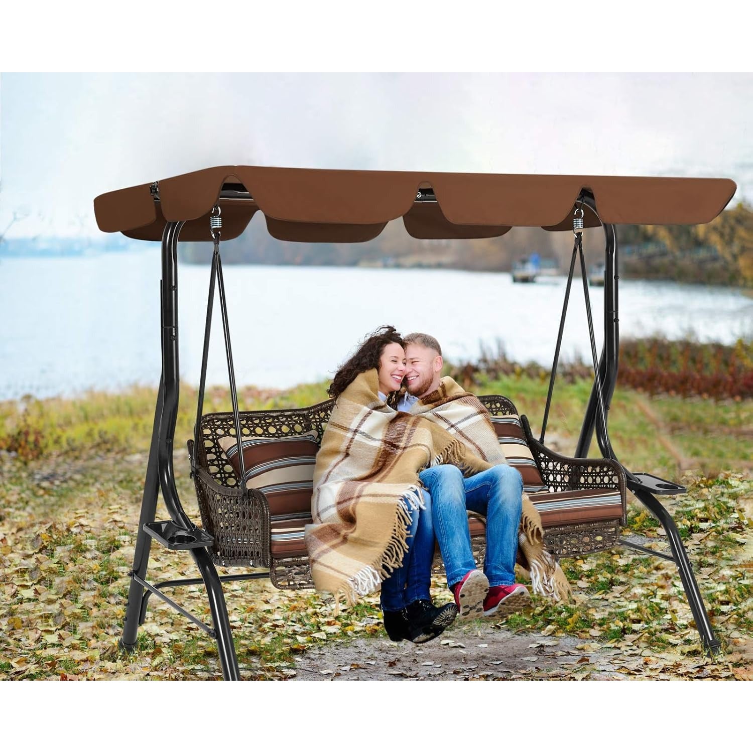YODOLLA rattan swing for garden porch