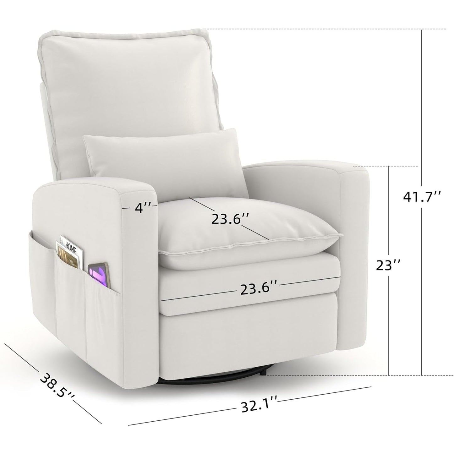 YODOLLA Rocking Chair Reclining Sofa Chair, Faux Leather White
