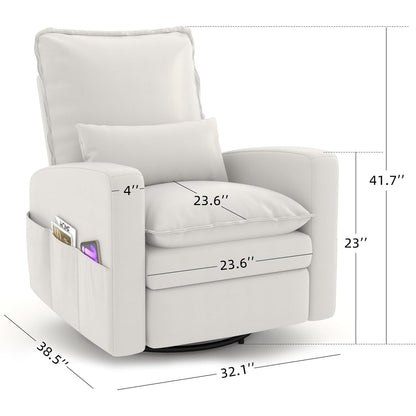 YODOLLA Rocking Chair Reclining Sofa Chair, Faux Leather White