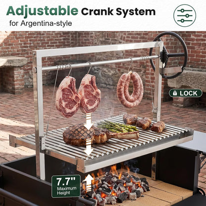 YODOLLA BBQ Grill, Wood & Charcoal Grill with Adjustable Cranking System