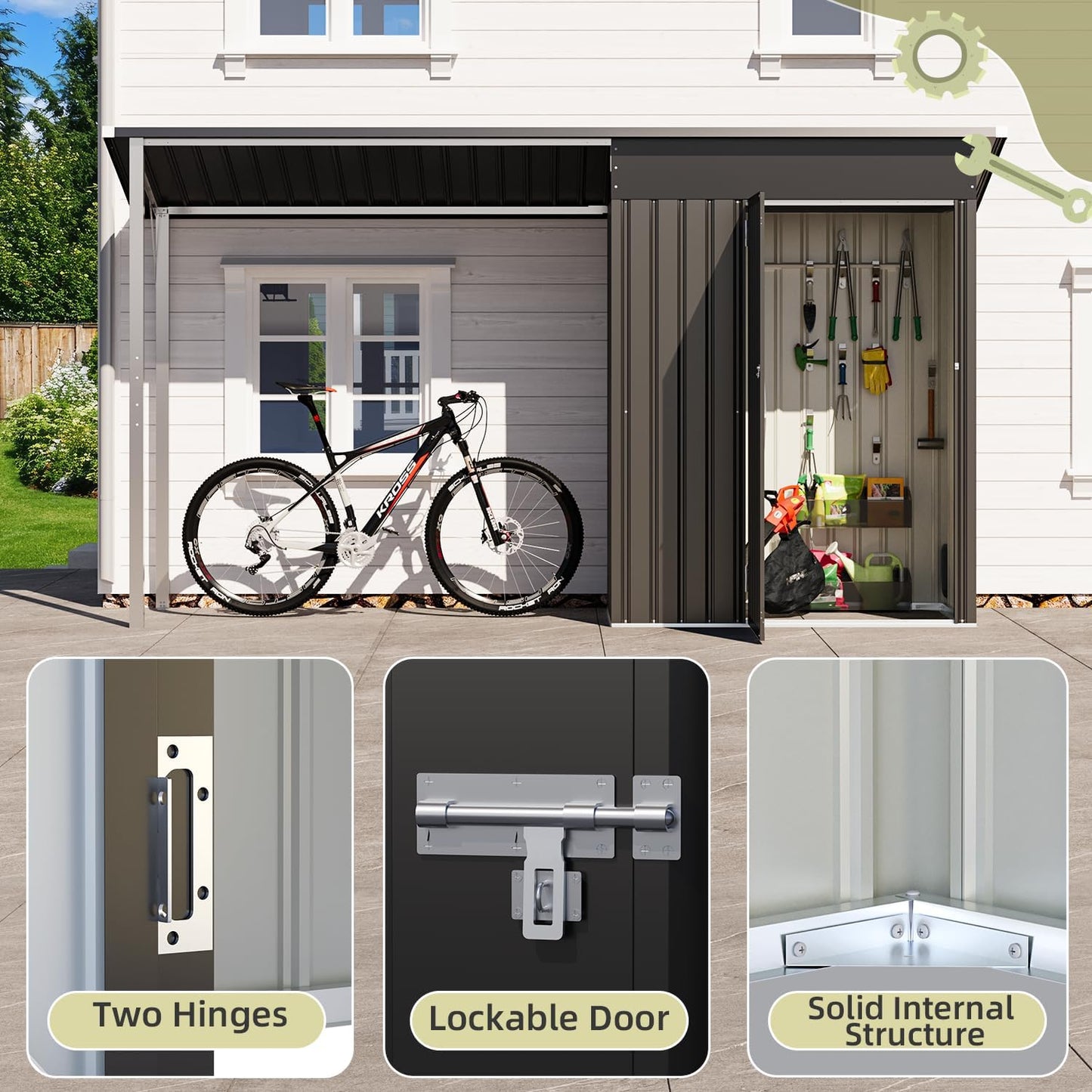 YODOLLA Outdoor Open-Sided Storage Shed, 3x5 Sheds with 15 Sq. Ft Covered
