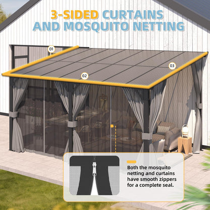 YODOLLA 16' x 10' Gazebo Outdoor Pergola for Patio with Curtains and Netting