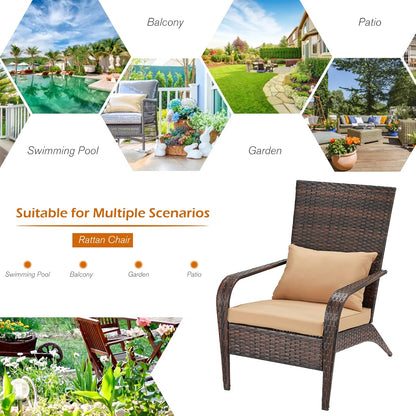 YODOLLA Patio Adirondack Wicker Chair, Brown
