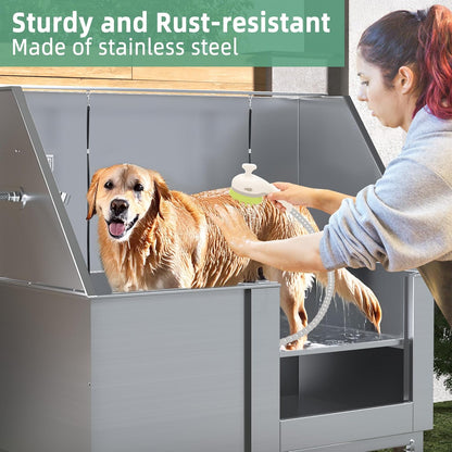 YODOLLA Professional Stainless Steel Dog Washing Station for Large