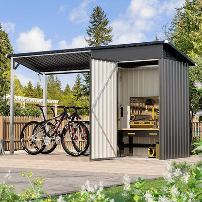 YODOLLA Outdoor Open-Sided Storage Shed, 3x5 Sheds with 15 Sq. Ft Covered