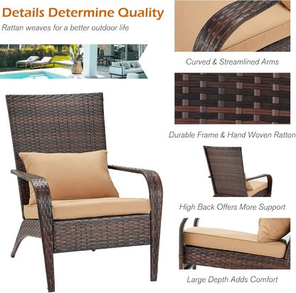 YODOLLA Patio Adirondack Wicker Chair, Brown