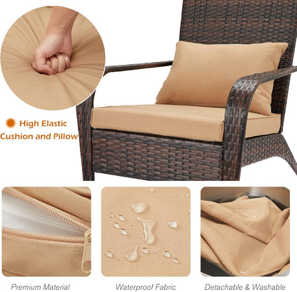 YODOLLA Patio Adirondack Wicker Chair, Brown