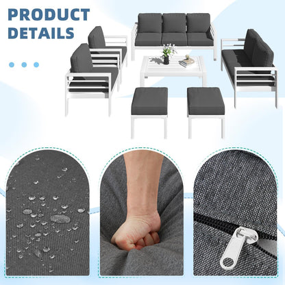 YODOLLA 7-Piece Patio Set, Dark Gray Cushions