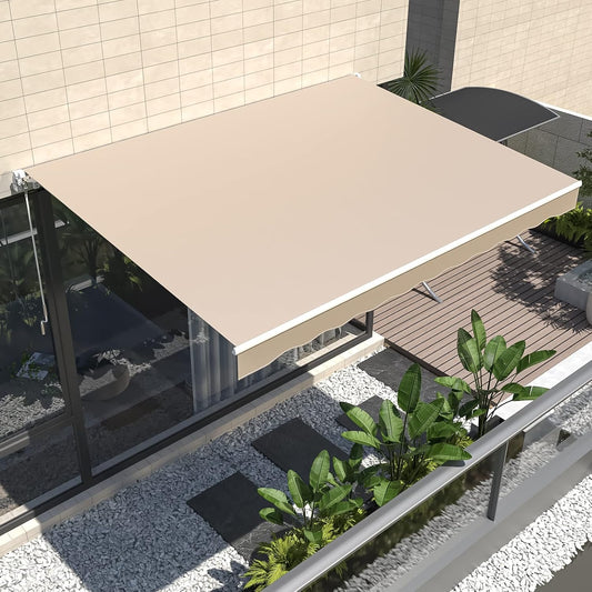 YODOLLA 13'×10' manual retractable awning, beige.