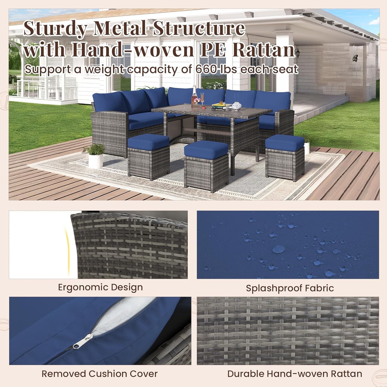 YODOLLA grey rattan patio sectional